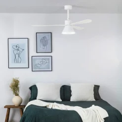 LED-kattotuuletin Amelia Cone L, valkoinen, tasavirtakäyttöinen, hiljainen, 132