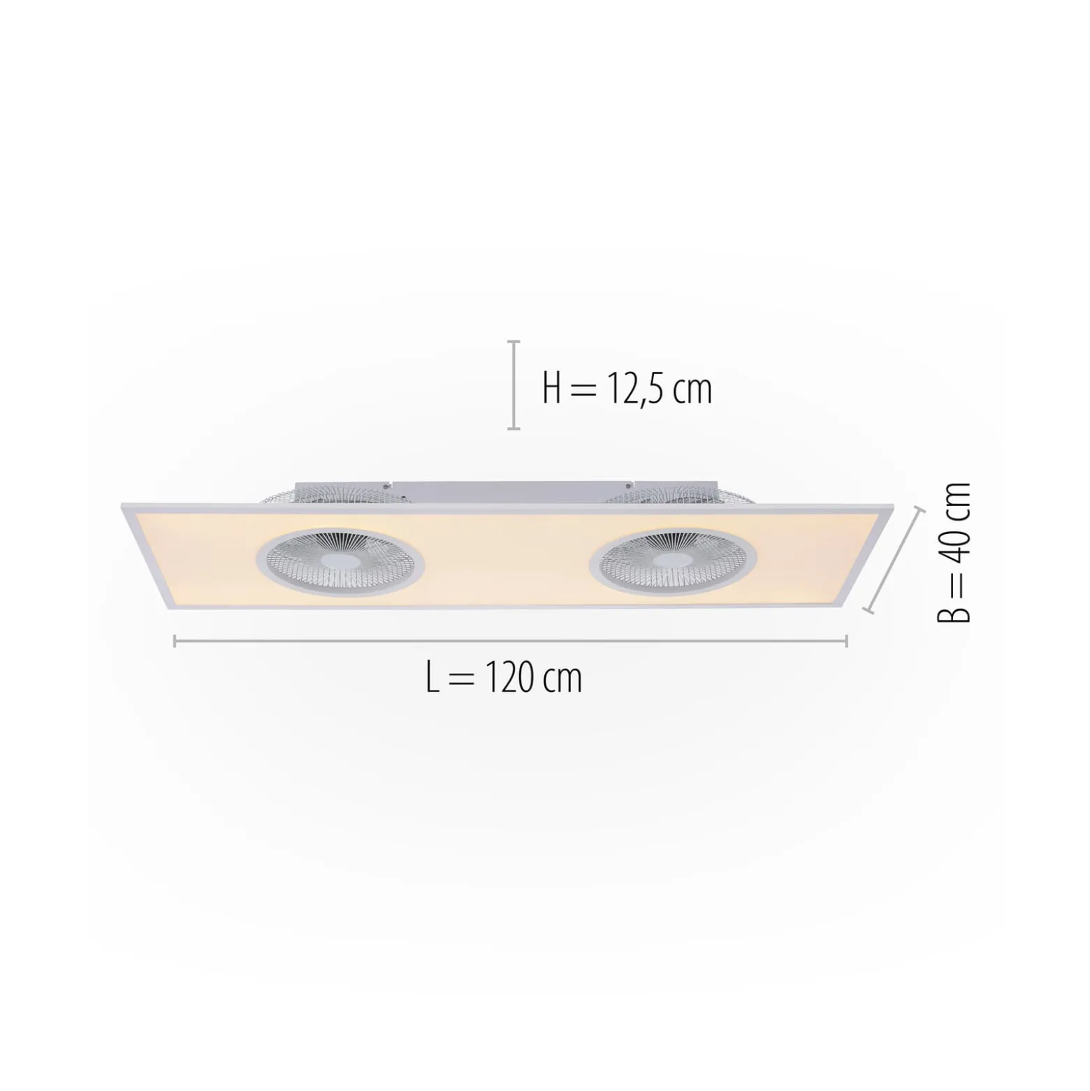 LED-kattotuuletin Flat-Air, CCT, valkoinen, 120x40cm