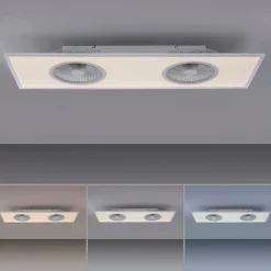 LED-kattotuuletin Flat-Air, CCT, valkoinen, 120x40cm