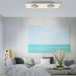 LED-kattotuuletin Flat-Air, CCT, valkoinen, 120x40cm