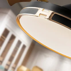 LED-kattotuuletin Herón musta/kulta/savunharmaa Ø 106 cm hiljainen