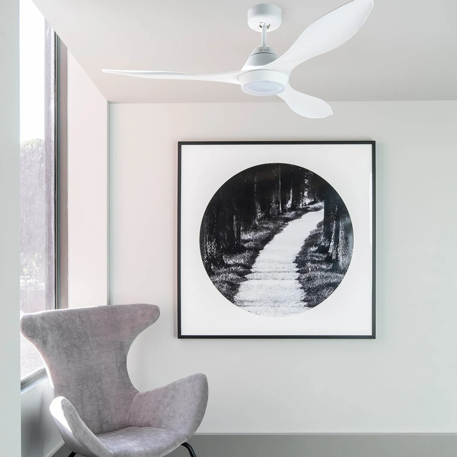 LED-kattotuuletin Polaris L, 3-siipinen, valkoinen