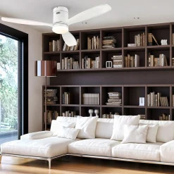 LED-kattotuuletin Siroco, valkoinen, Ø 132 cm, hiljainen, CCT