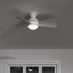 LED-kattotuuletin Sola, IP23 valkoinen mattapintainen