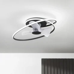 LED-kattotuuletin Storm, musta/valkoinen, Ø 77 cm CCT, hiljainen