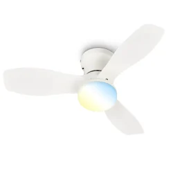 LED-kattotuuletin, tasavirtamoottori, valkoinen, halkaisija 60 cm, CCT