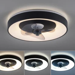 LED-kattotuuletin Venika, musta CCT, kaukosäädin, halkaisija 48,6 cm