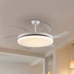 LED-kattotuuletin Vento valkoinen/pronssi/kirkas, Ø 150 cm hiljainen