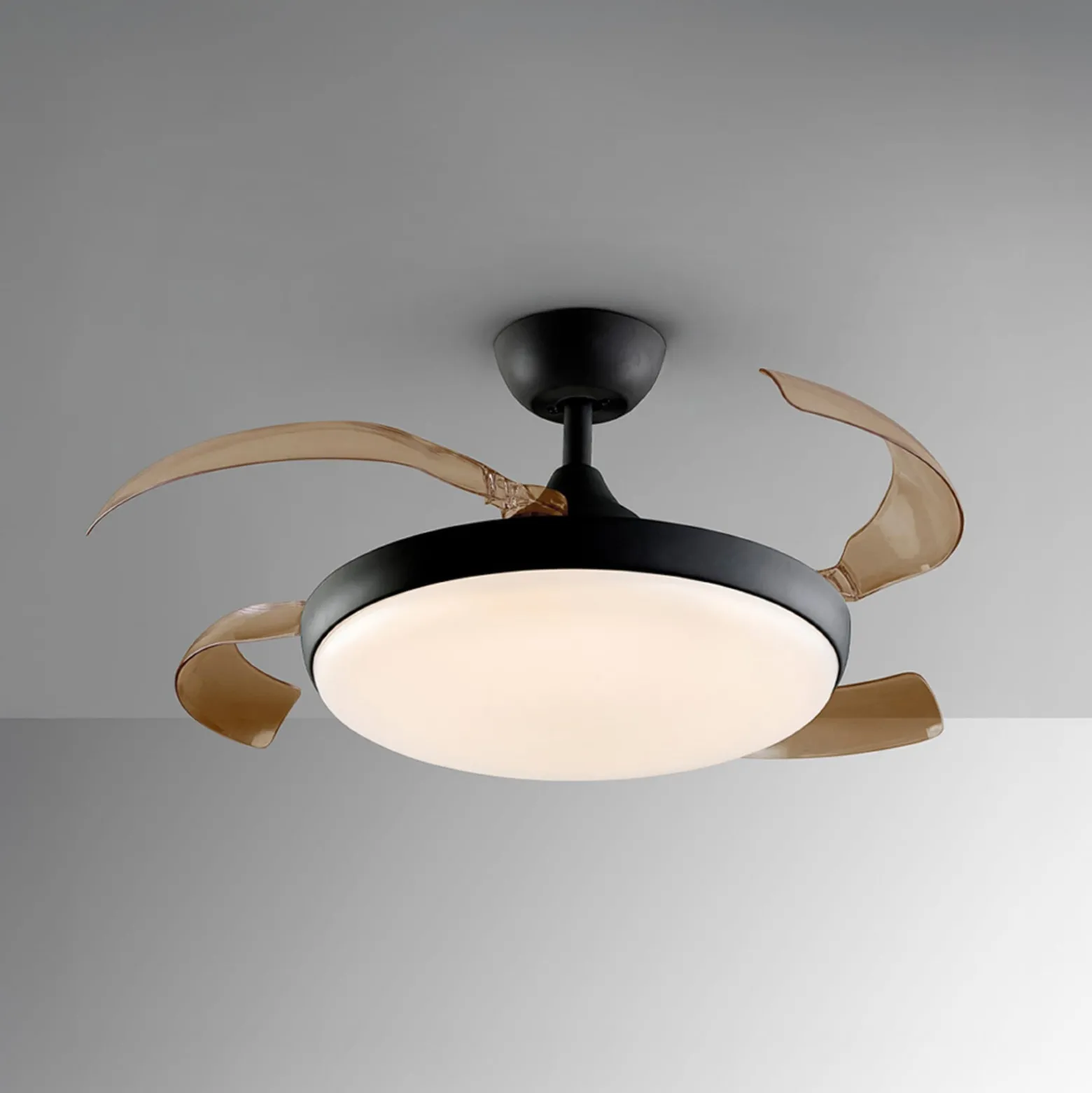 LED-kattotuuletin Venturi musta/savunvärinen DC Ø 106 cm hiljainen