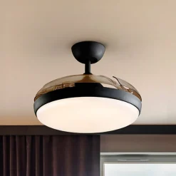 LED-kattotuuletin Venturi musta/savunvärinen DC Ø 106 cm hiljainen