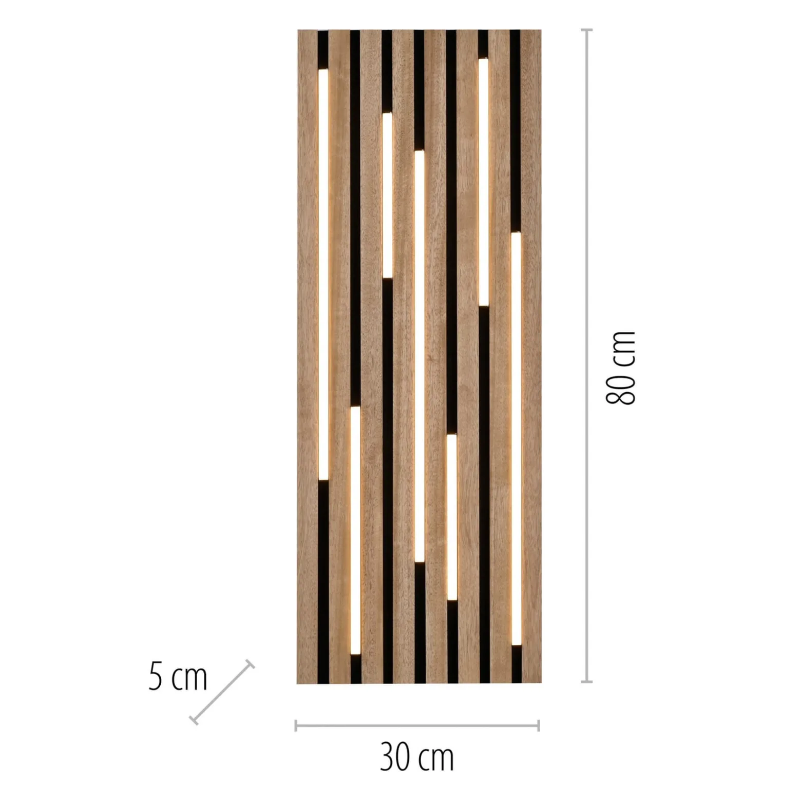 LED-kattovalaisin Akustik, 80 x 30 cm, luonnonpuuta, metallia