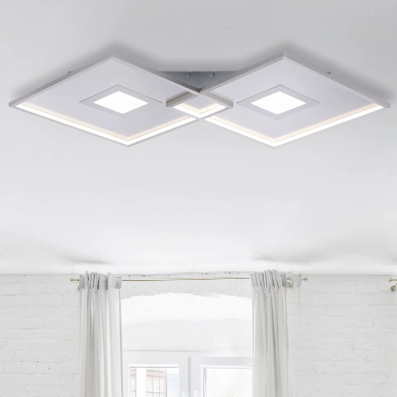 LED-kattovalaisin Amara, kaksi neliötä, hopea