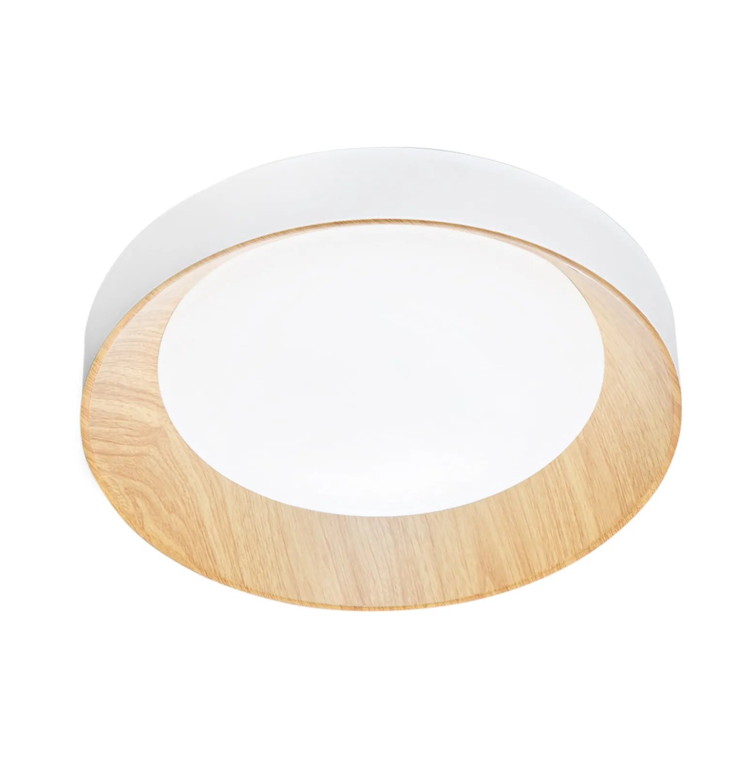 LED-kattovalaisin Arka, Ø 40 cm, valkoinen/puun näköinen, metalli, CCT
