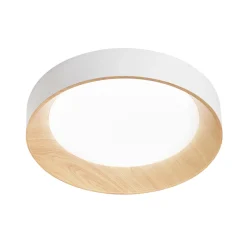 LED-kattovalaisin Arka, Ø 50 cm, valkoinen/puun näköinen, metalli, CCT