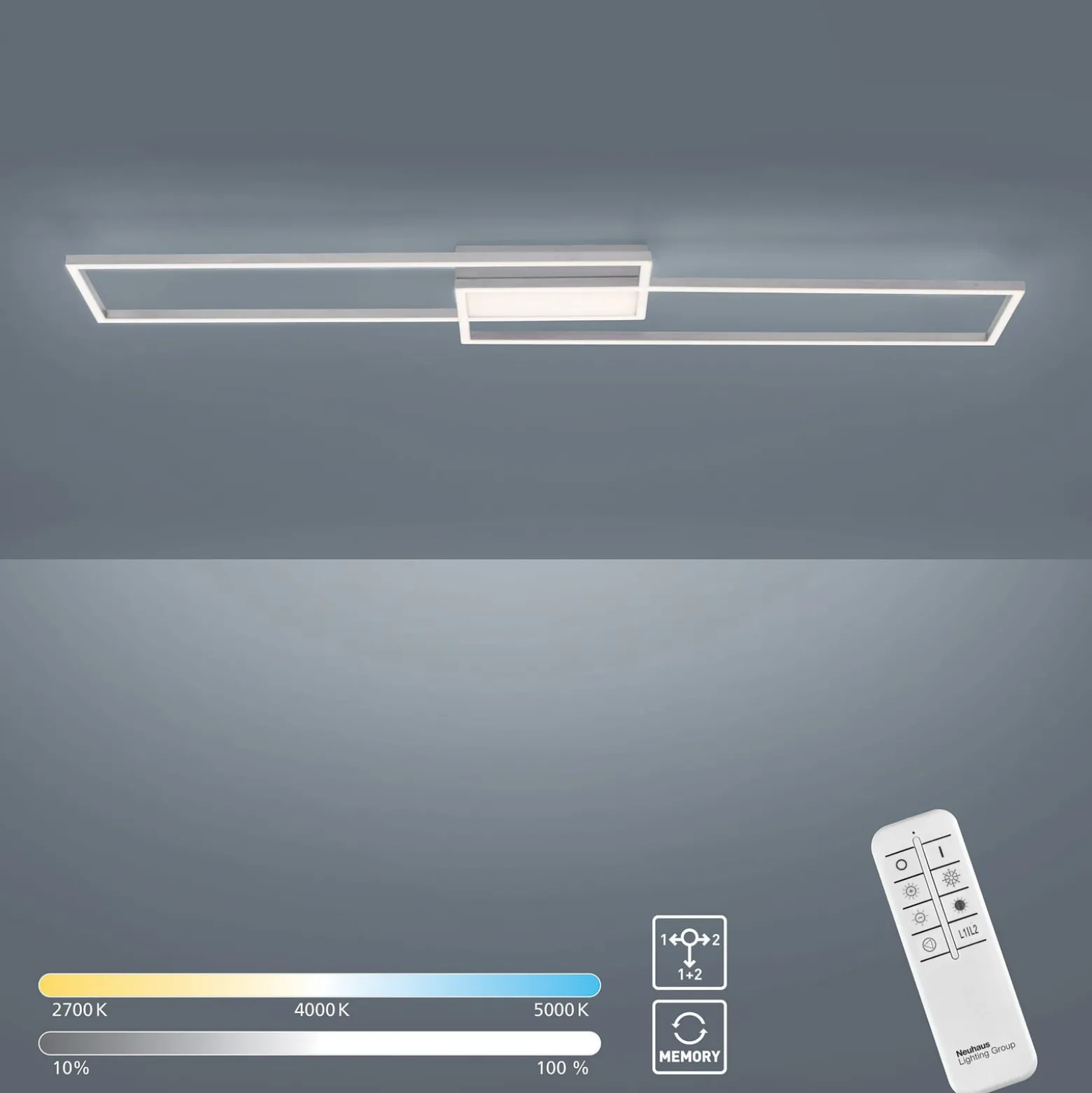 LED-kattovalaisin Asmin, CCT, teräs, 109,5x25,7cm