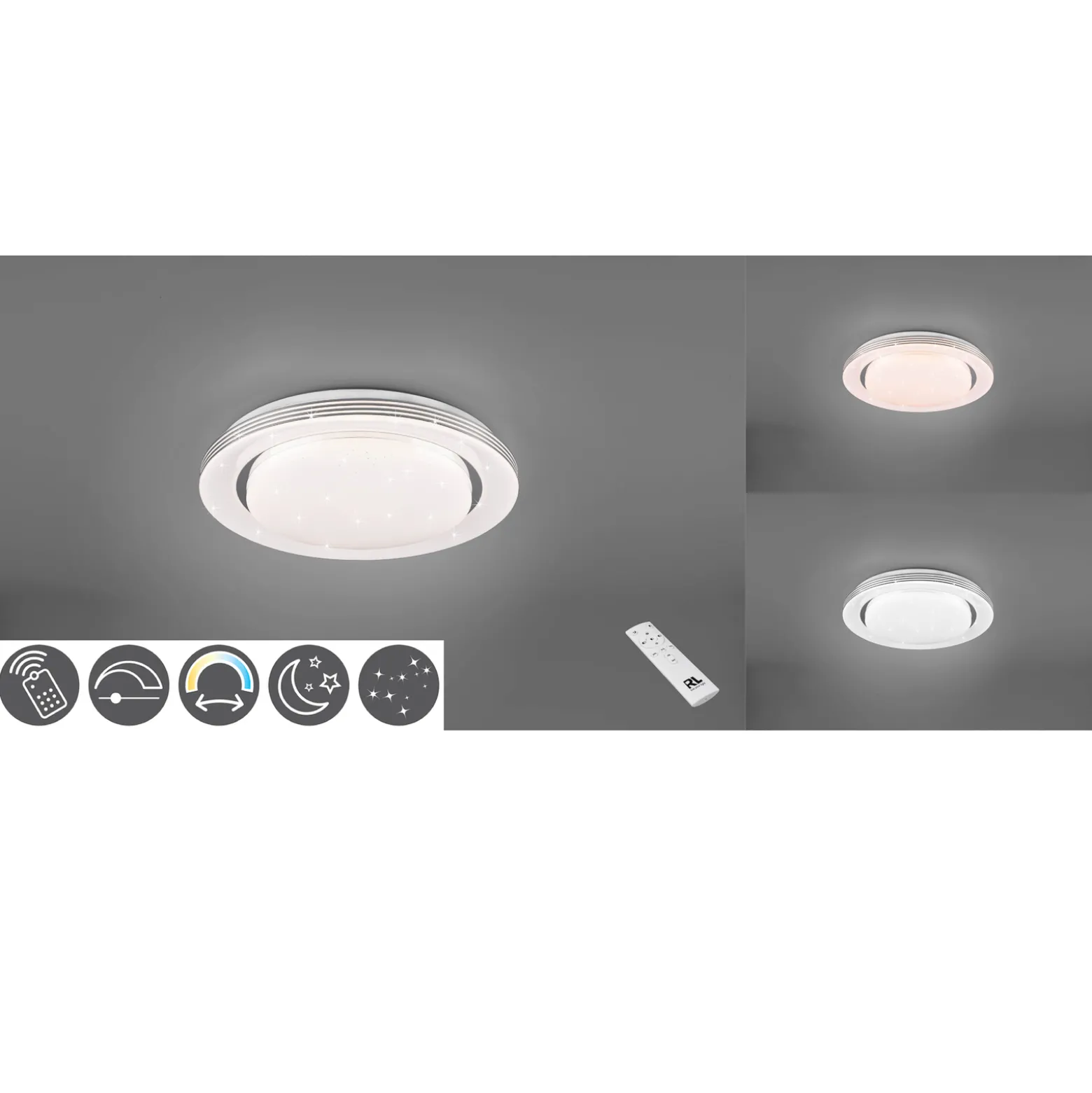 LED-kattovalaisin Atria, Ø 27 cm, valkoinen, muovi, CCT