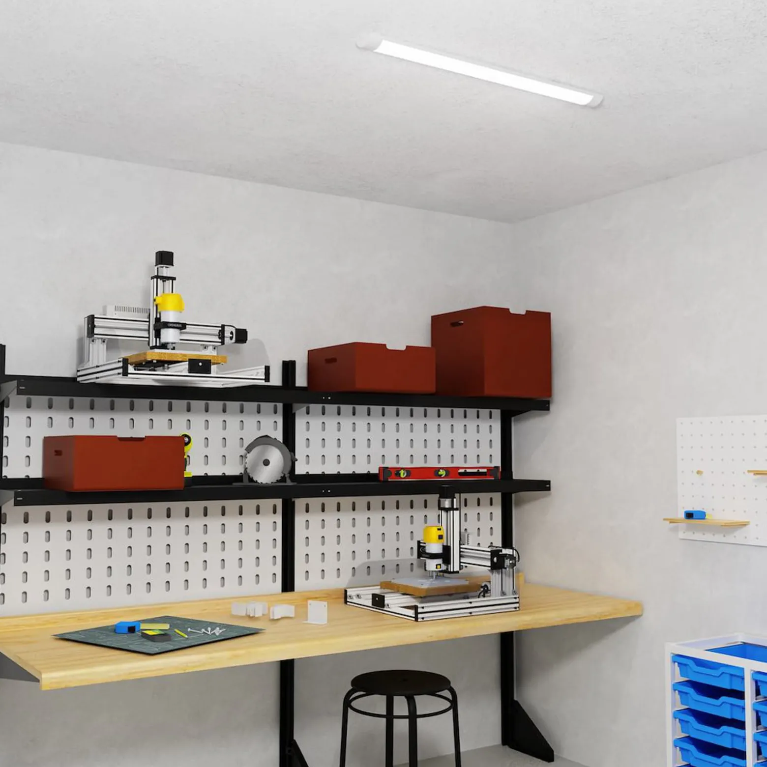 LED-kattovalaisin Batten, pituus 90 cm, alumiini, valkoinen, 4 000 K