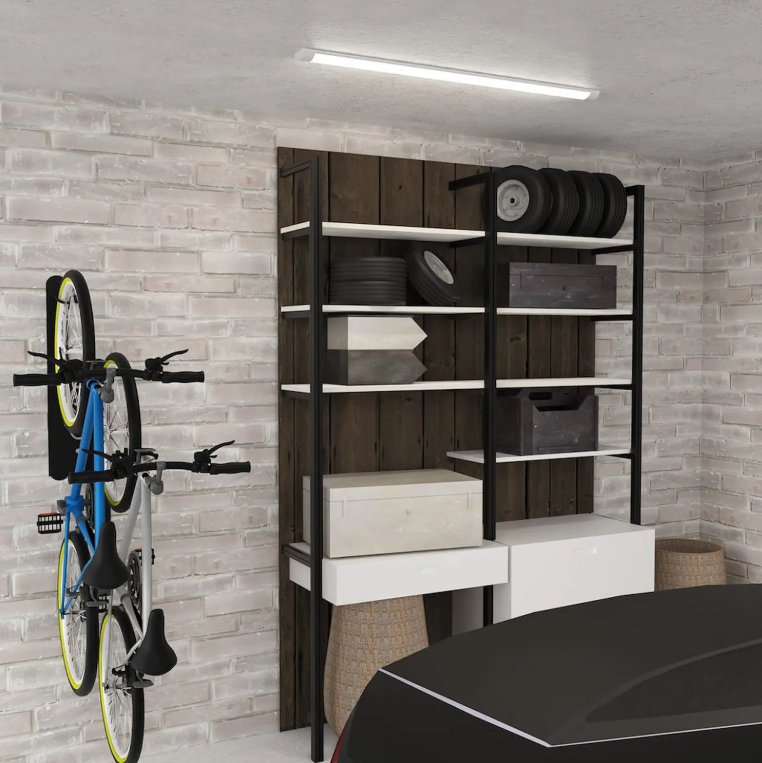 LED-kattovalaisin Batten, pituus 90 cm, alumiini, valkoinen, 4 000 K