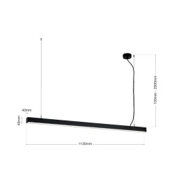 LED-kattovalaisin Bounce, musta, pituus 113 cm, CCT, alumiinia