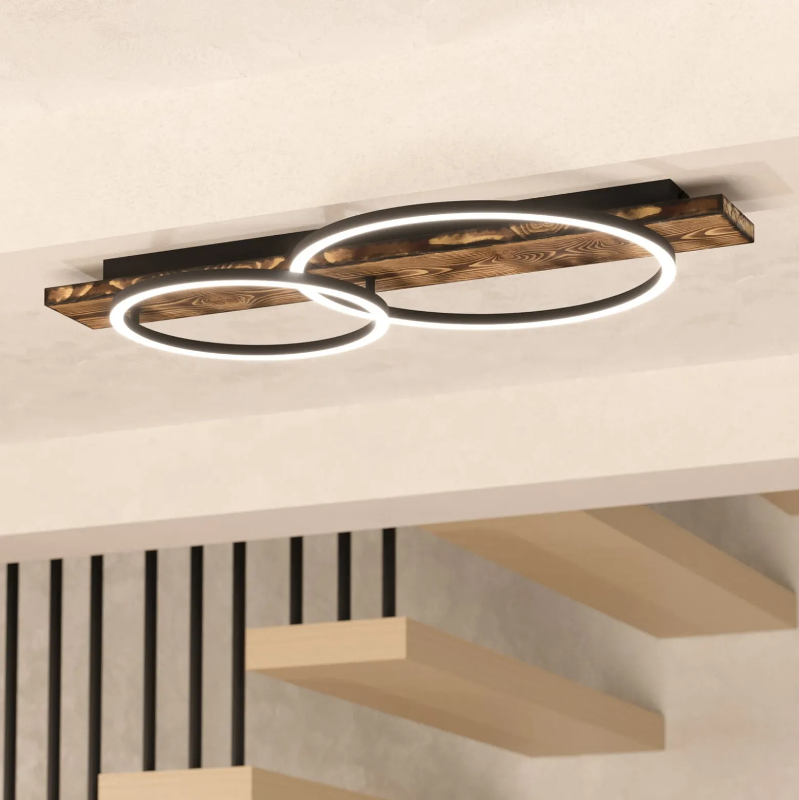 LED-kattovalaisin Boyal, ruskea, pituus 78 cm, puu, 2-valo.