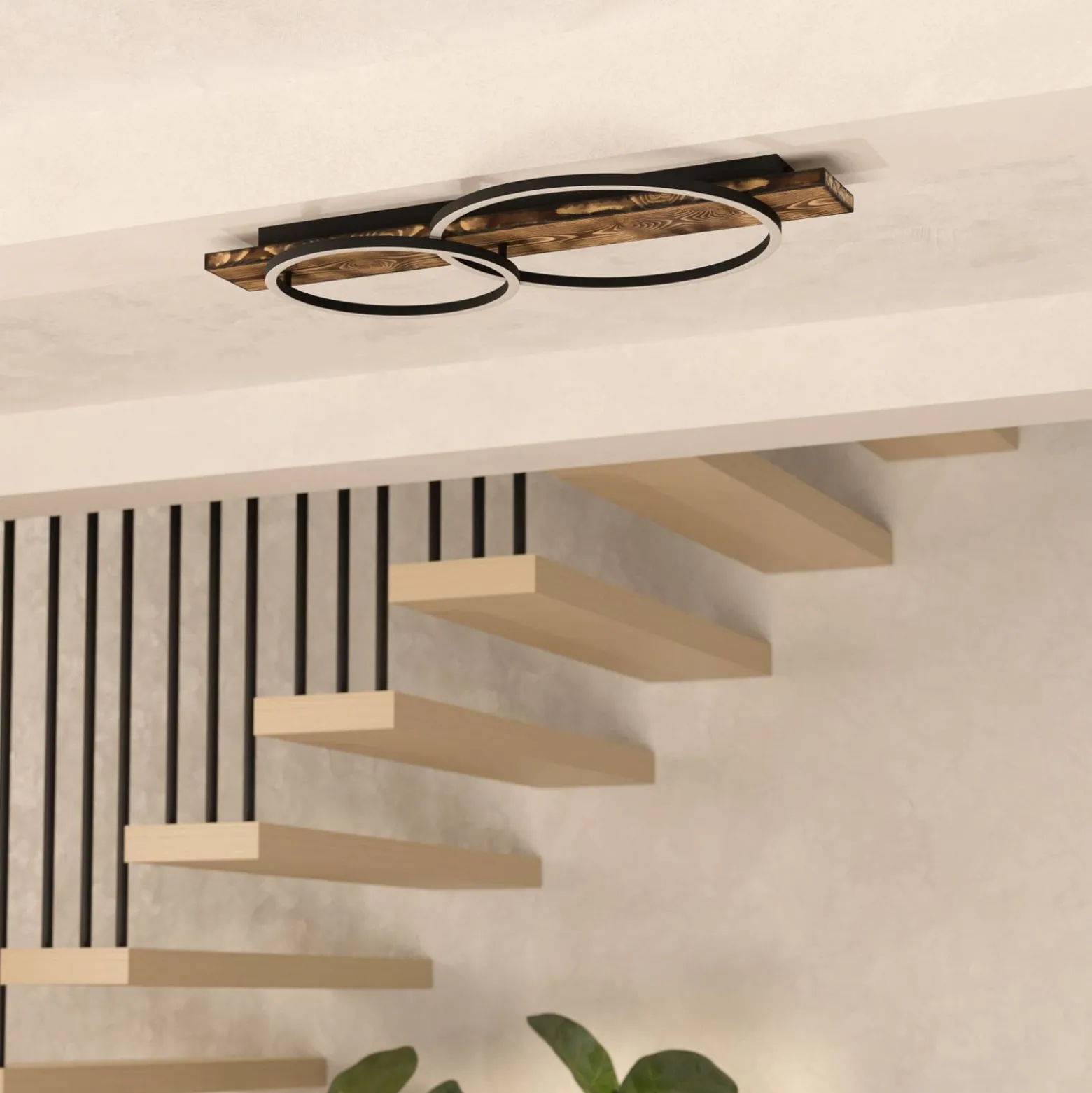 LED-kattovalaisin Boyal, ruskea, pituus 78 cm, puu, 2-valo.
