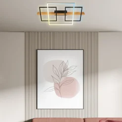 LED-kattovalaisin Cadre, CCT, 75 cm, musta, puu