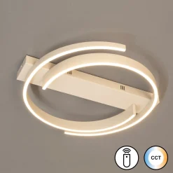 LED-kattovalaisin CIRCLY, hiekka, Ø 56 cm, kaukosäädin CCT himmennettävä