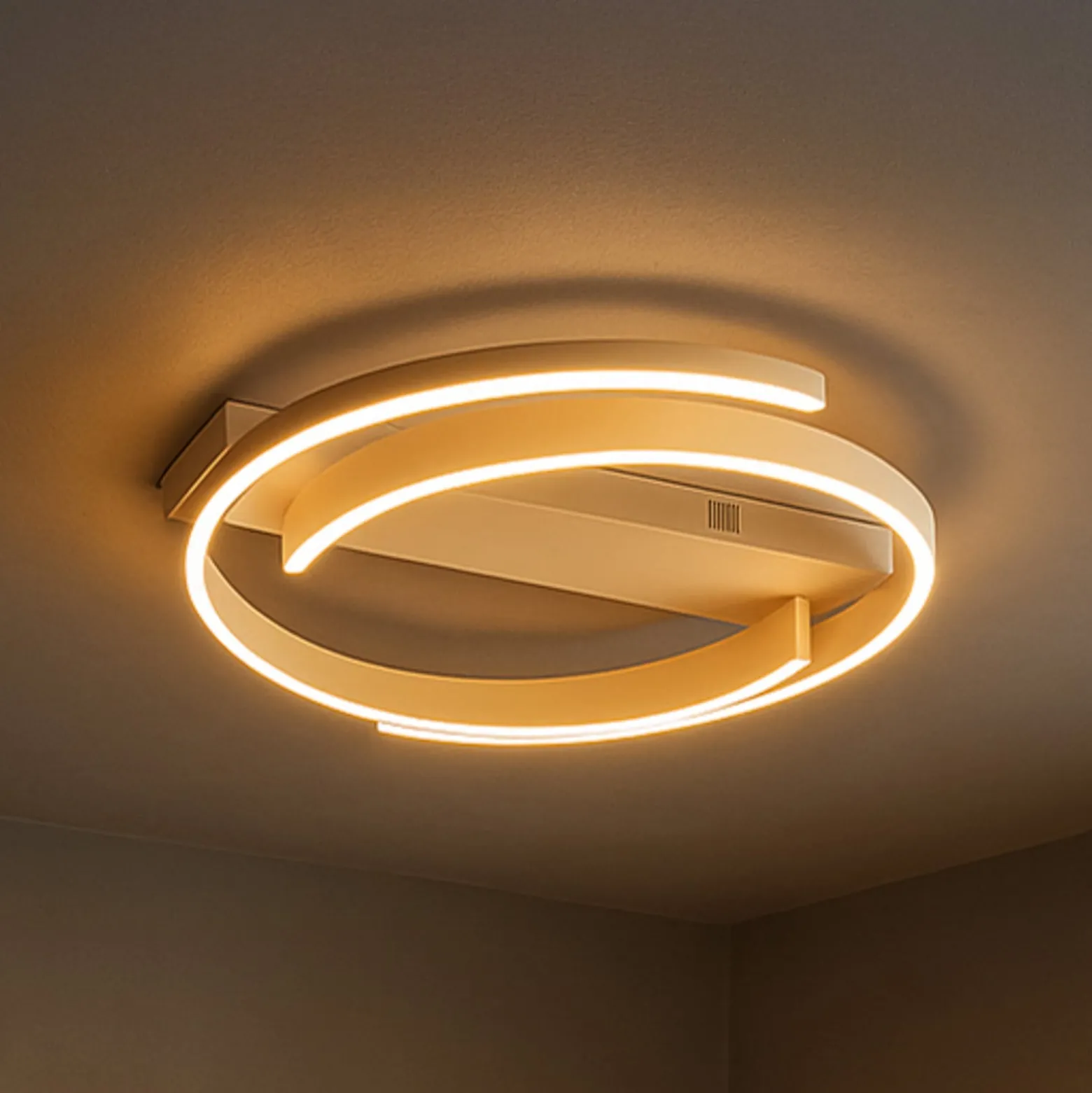 LED-kattovalaisin CIRCLY, hiekka, Ø 56 cm, kaukosäädin CCT himmennettävä