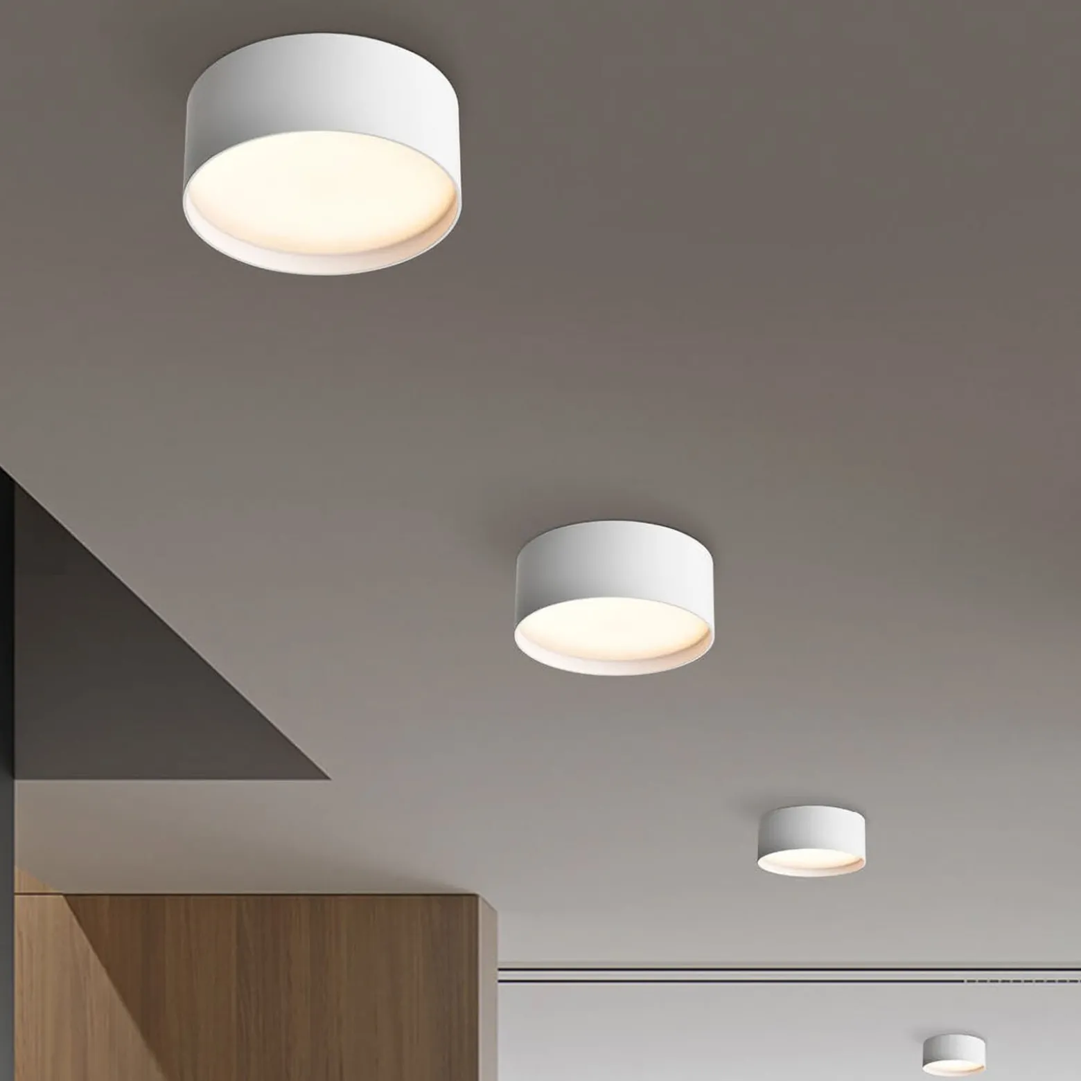 LED-kattovalaisin CMD 9093, Ø 12 cm, valkoinen, IP44, metallia