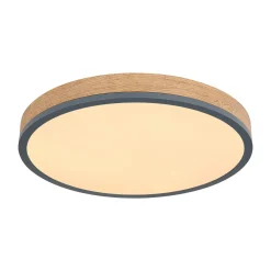 LED-kattovalaisin Doro, Ø 45 cm, tumma grafiitti/puu, puu, CCT