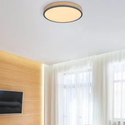 LED-kattovalaisin Doro, Ø 45 cm, tumma grafiitti/puu, puu, CCT