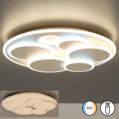LED-kattovalaisin Dots, hiekanvärinen, Ø 50 cm, metalli/akryyli, CCT