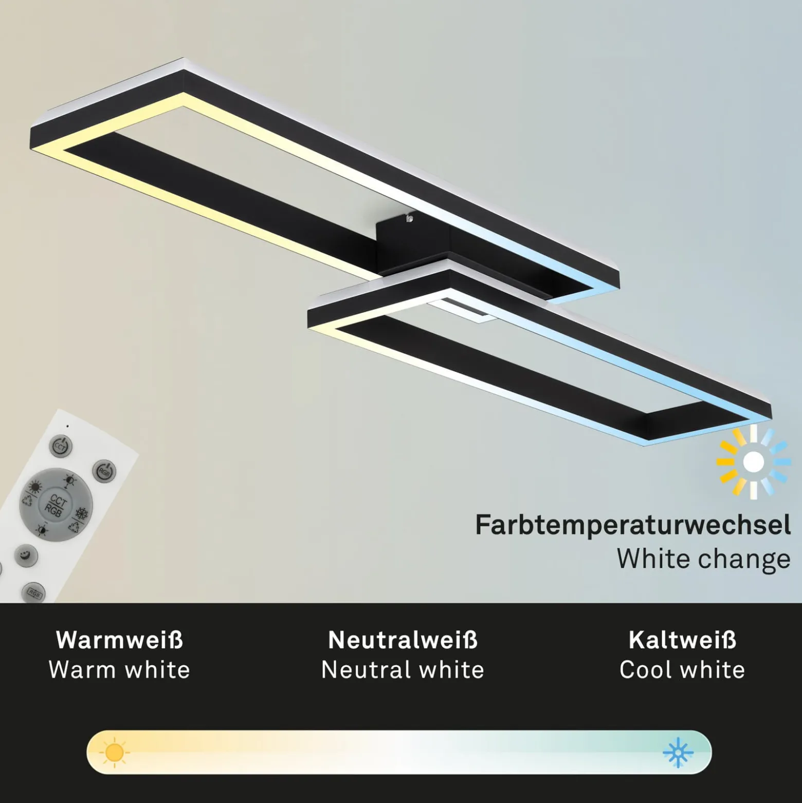 LED-kattovalaisin Frame 2-lamppuinen RGBW Backlight 119,5 cm