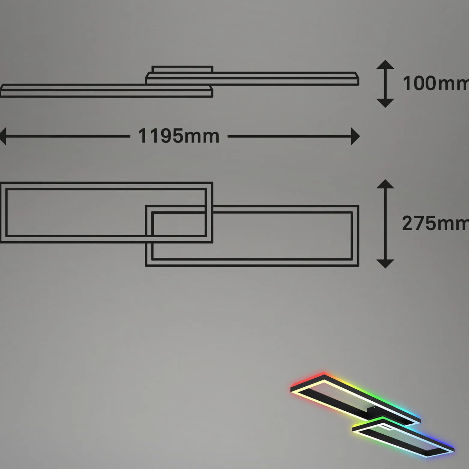 LED-kattovalaisin Frame 2-lamppuinen RGBW Backlight 119,5 cm