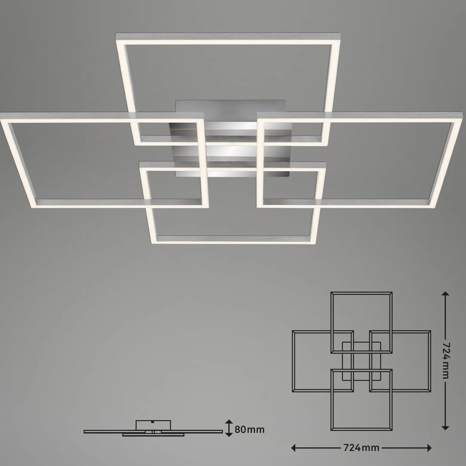 LED-kattovalaisin Frames, 4 neliötä, kääntyvä