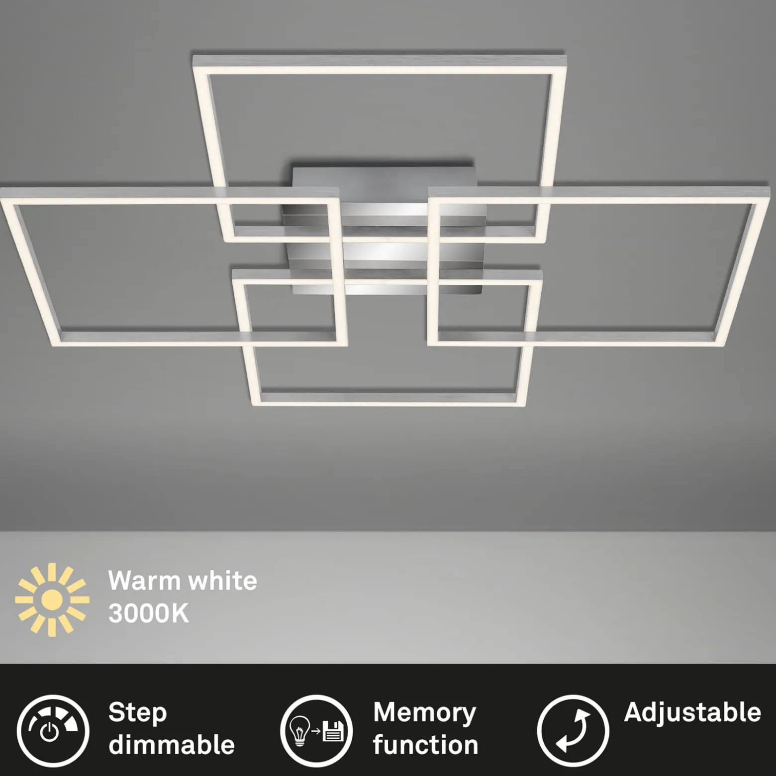 LED-kattovalaisin Frames, 4 neliötä, kääntyvä