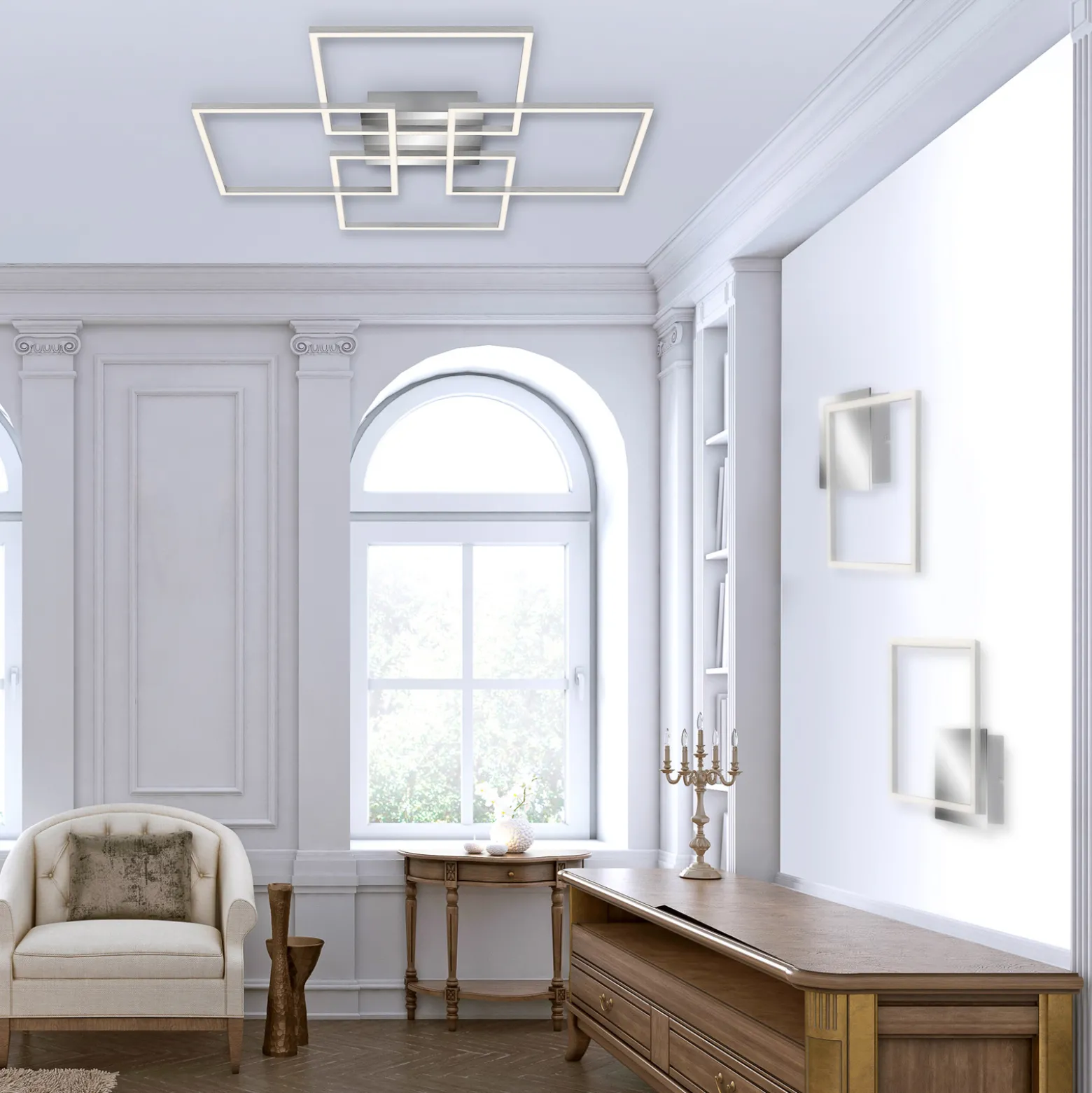 LED-kattovalaisin Frames, 4 neliötä, kääntyvä