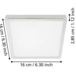 LED kattovalaisin Fueva 5 IP44 3000K kromi 16x16cm 16x16cm