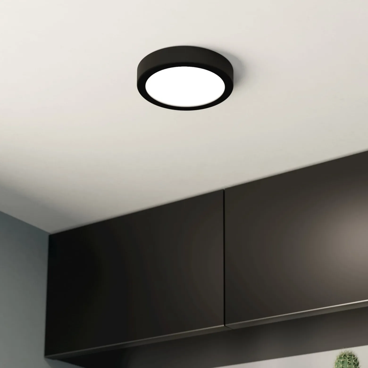 LED kattovalaisin Fueva 5 IP44 3000K musta Ø16cm Ø16cm
