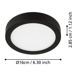 LED kattovalaisin Fueva 5 IP44 3000K musta Ø16cm Ø16cm