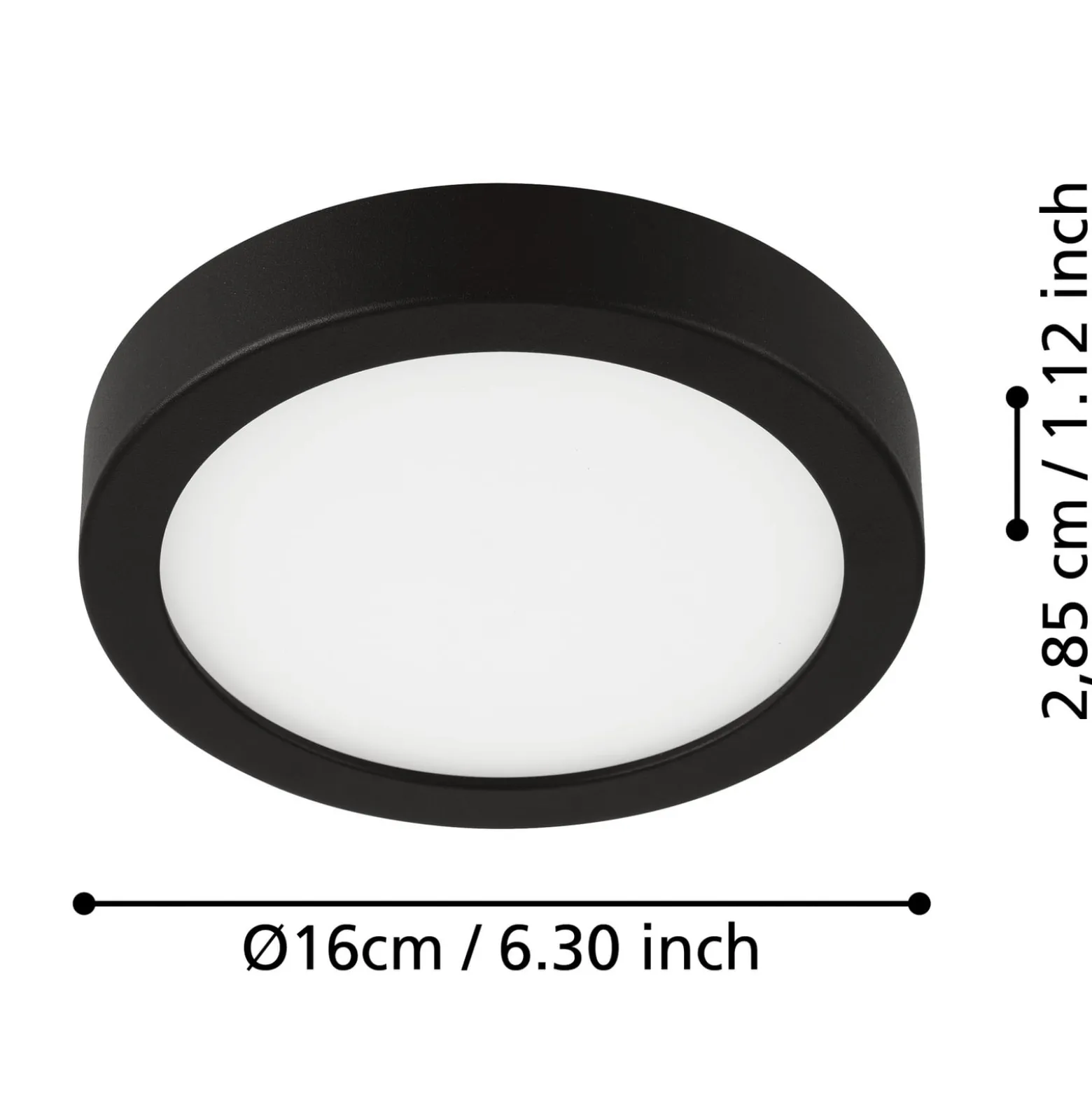 LED kattovalaisin Fueva 5 IP44 3000K musta Ø16cm Ø16cm