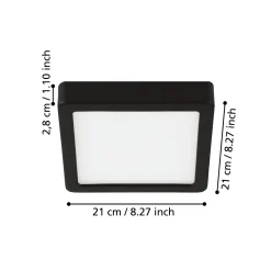 LED kattovalaisin Fueva 5, IP20 musta 21x21cm