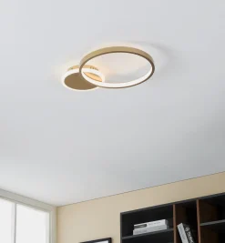 LED-kattovalaisin Gafares, kultainen, alumiini, 41 cm, kaukosäädin CCT