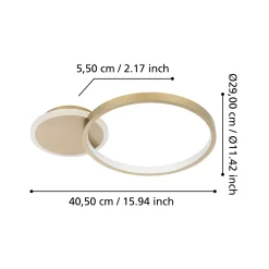 LED-kattovalaisin Gafares, kultainen, alumiini, 41 cm, kaukosäädin CCT