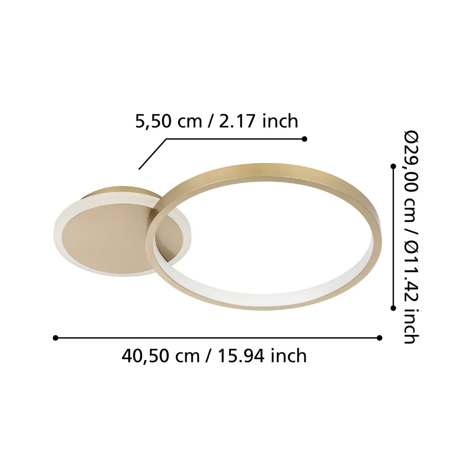 LED-kattovalaisin Gafares, kultainen, alumiini, 41 cm, kaukosäädin CCT
