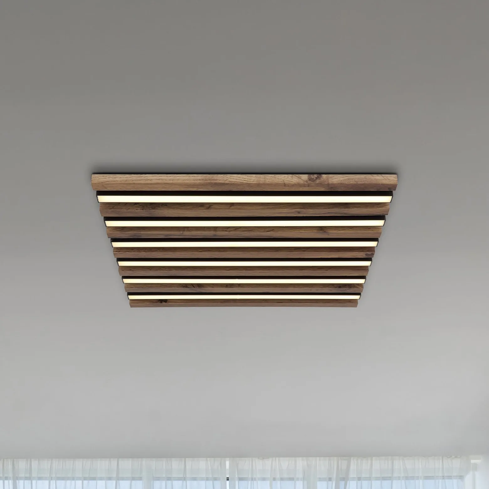 LED-kattovalaisin Hayden, pituus 45 cm, musta/tumma puu