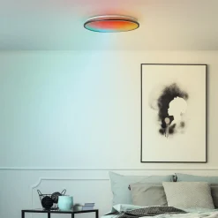 LED-kattovalaisin Heida, Ø 49 cm, musta, CCT, RGB, metallia
