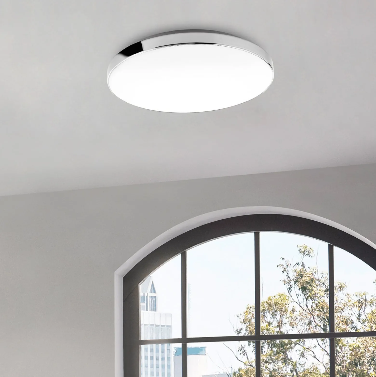 LED-kattovalaisin 3351216 kromi/valkoinen, Ø 35,5 cm, 4 000 K, IP44
