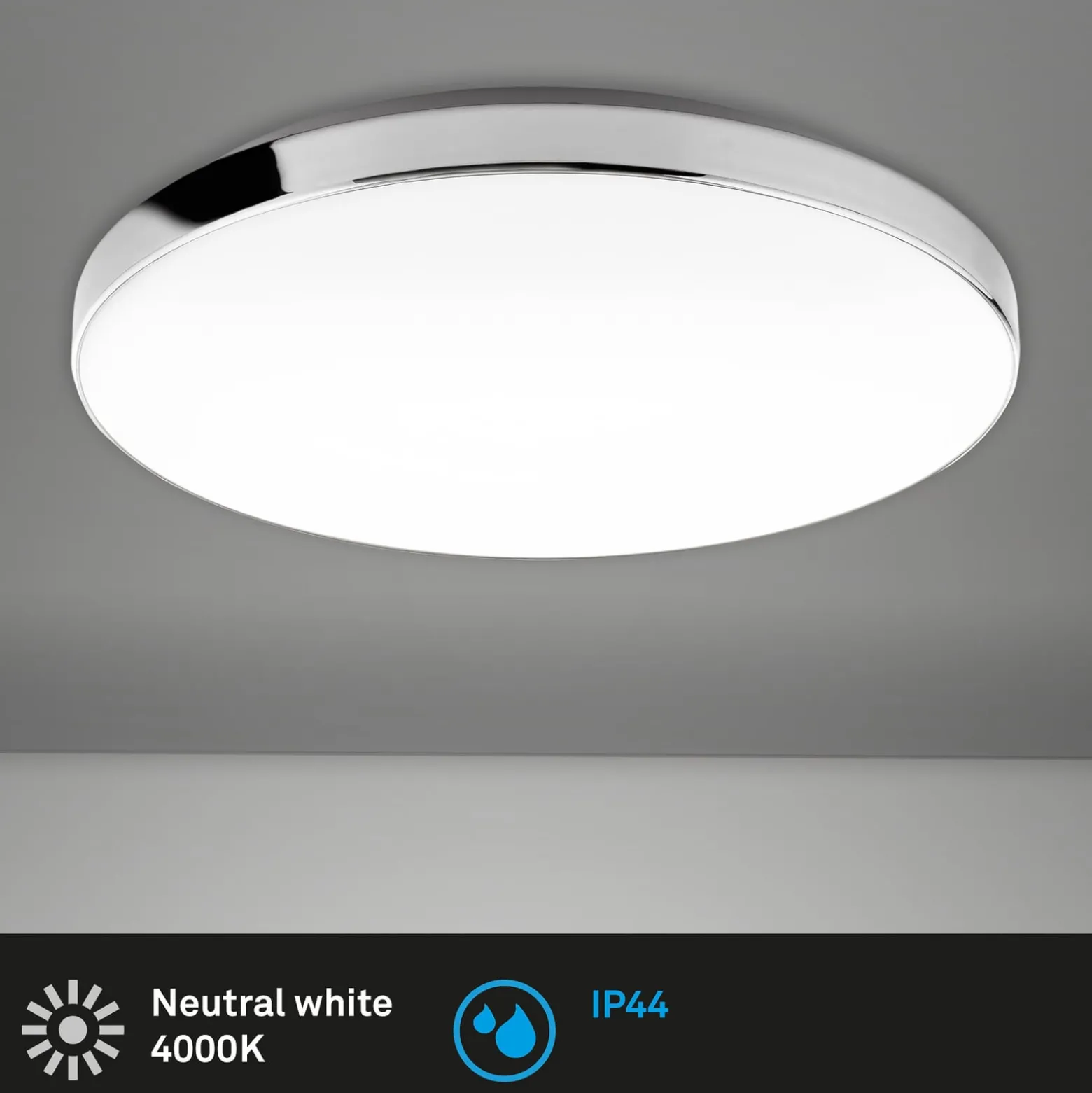 LED-kattovalaisin 3351216 kromi/valkoinen, Ø 35,5 cm, 4 000 K, IP44
