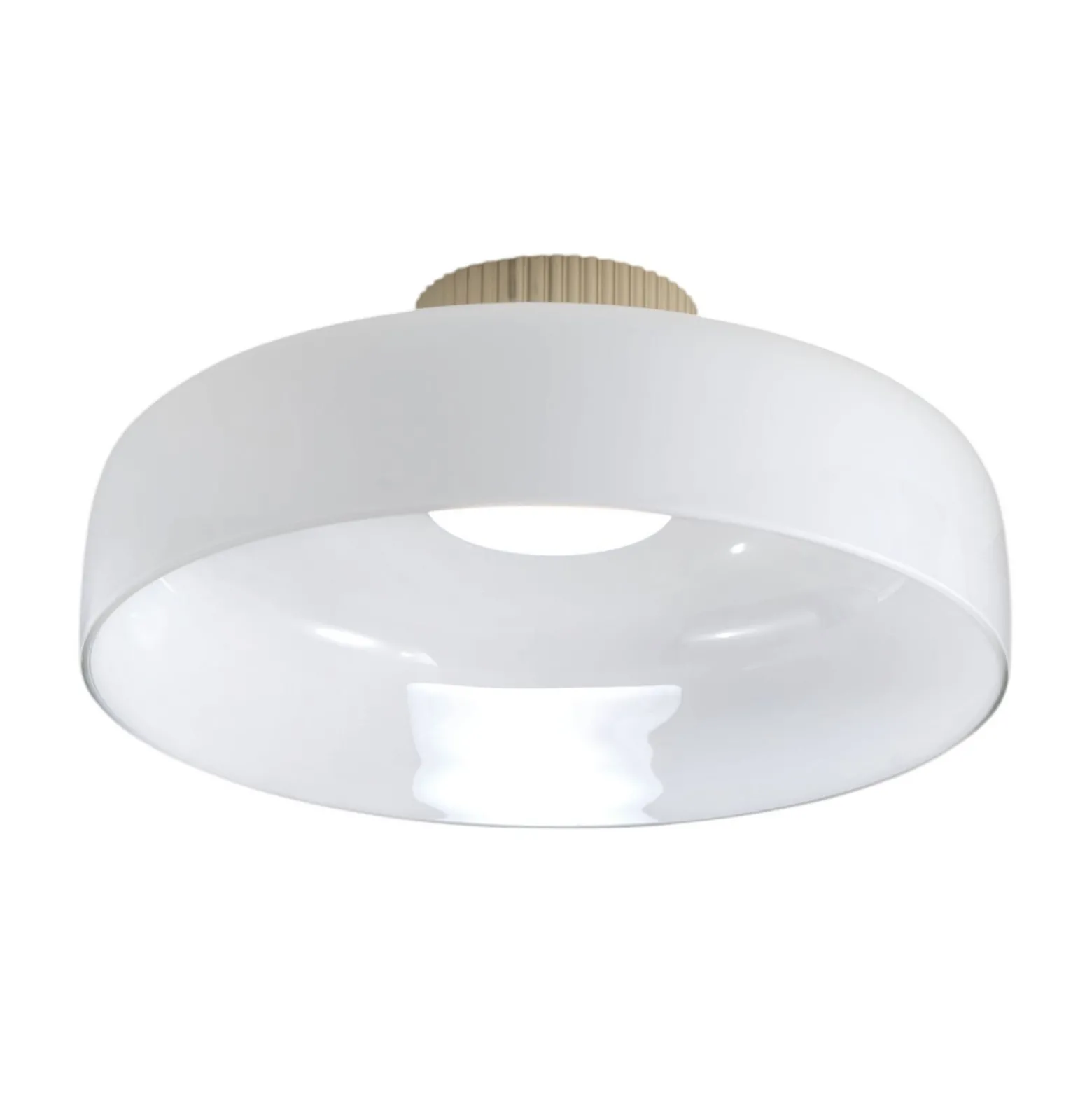 LED-kattovalaisin Lunar, valkoinen, lasi, Ø 42 cm, CCT, himmennettävä